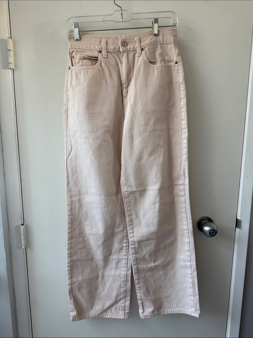 Uniqlo straight high rise Wide Leg Pants in Light pink coral